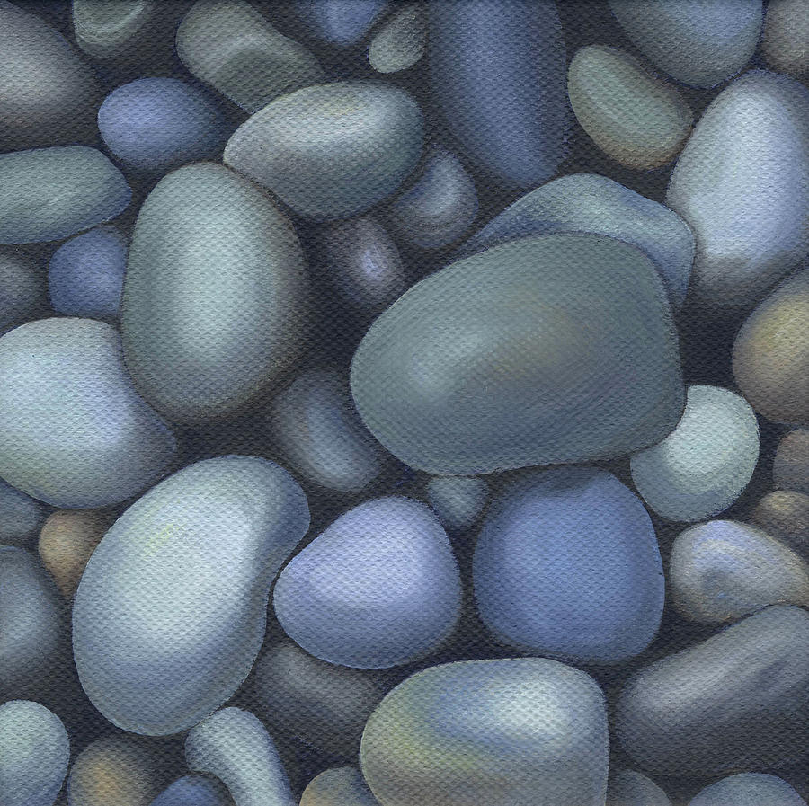 900x897 River Rocks Painting By Natasha Denger - River Rocks For Painting