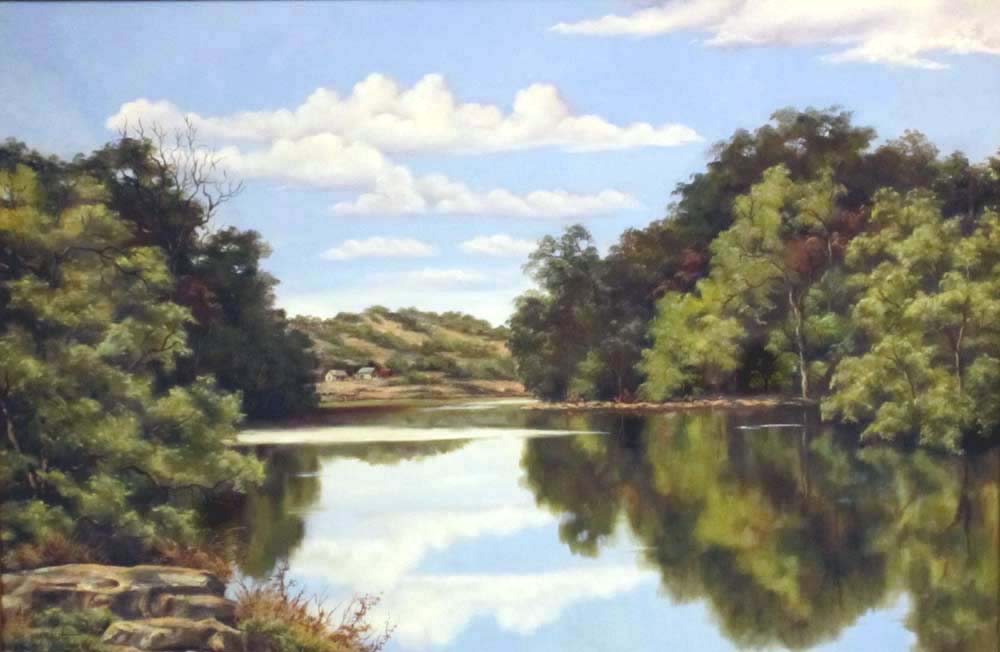 1000x652 Oil Painting Of The River My Texas Mornings - River Scene Painting