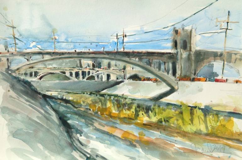 770x509 Saatchi Art Los Angeles River Scene Painting By Daniel Clarke - River Scene Painting