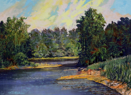 450x327 Summer River Scene Wip - River Scene Painting