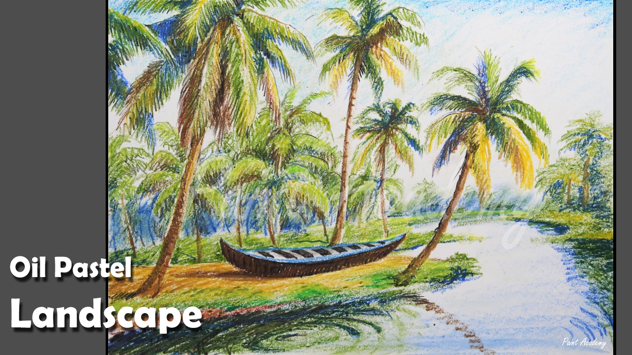 1280x720 How To Paint A Riverside Landscape With Oil Pastel - Riverside Painting