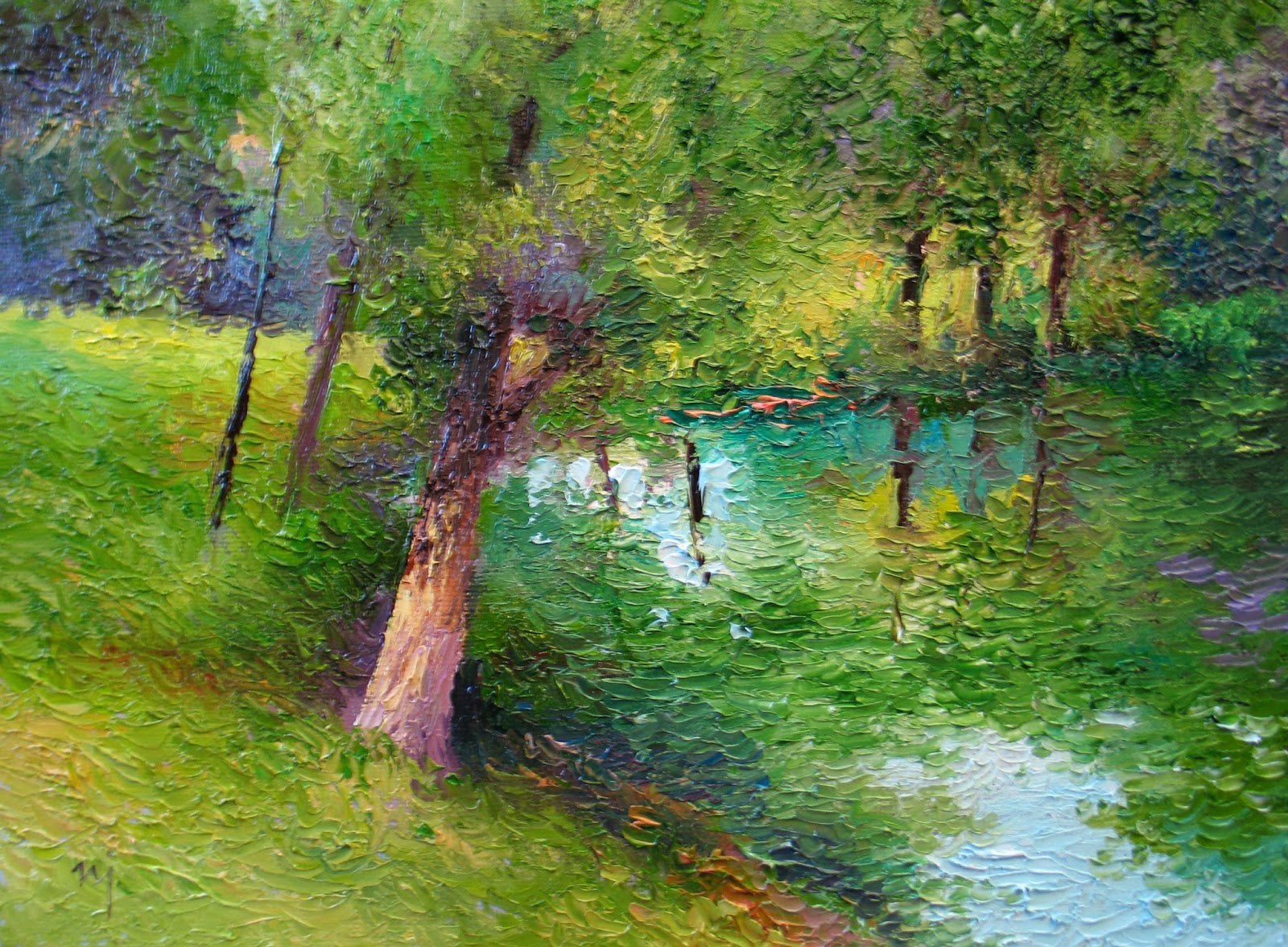 1600x1176 Nel's Everyday Painting Riverside, Palette Knife Painting - Riverside Painting