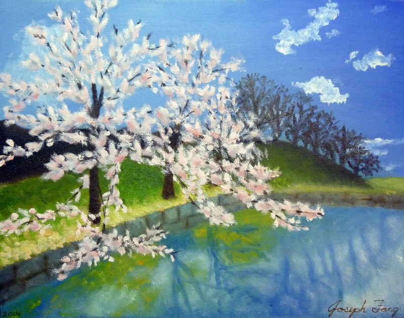 800x630 Sakura Riverside Painting By Metaknightmare1234 - Riverside Painting