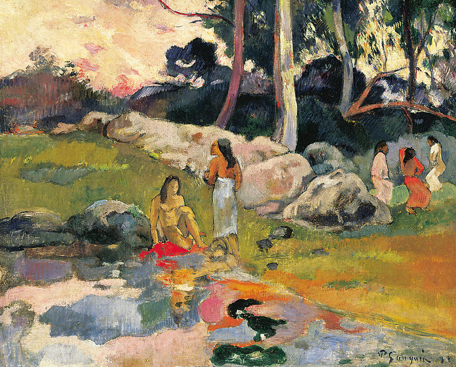900x724 Women By The Riverside Painting By Paul Gauguin - Riverside Painting