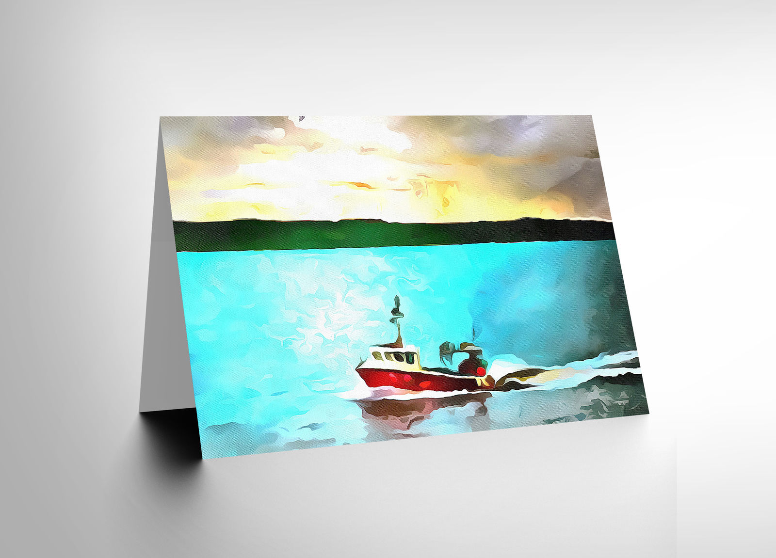 1600x1151 Card Greeting Rk Painting Lobster Fishing Boat Forth Gift Cl1718 - Rk Painting