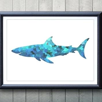 354x354 Shark Home Decor Blue Rk Ocean Life Print Home Living Rk Painting - Rk Painting
