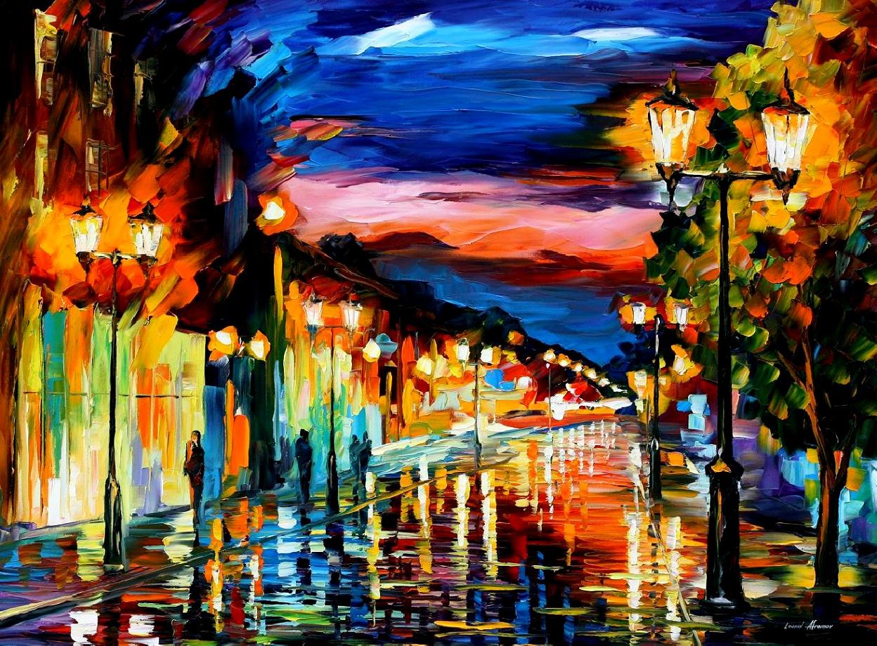 1248x920 Leonid Afremov, Oil On Canvas, Palette Knife, Buy Original - Road Painting