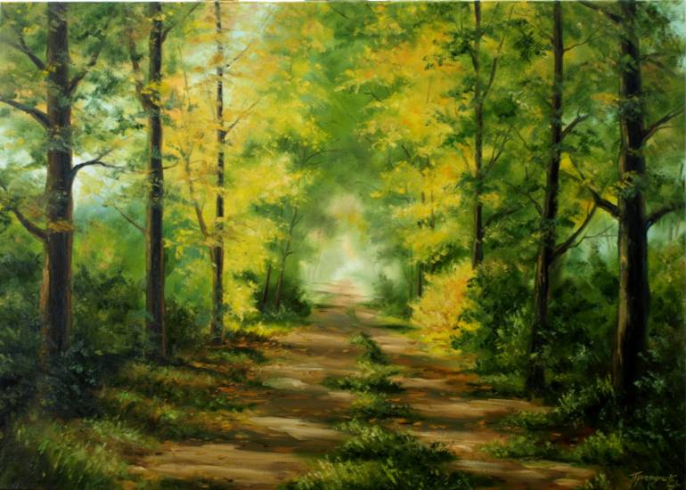 770x550 Saatchi Art The Forest Road Painting By Taras Prystupa - Road Painting