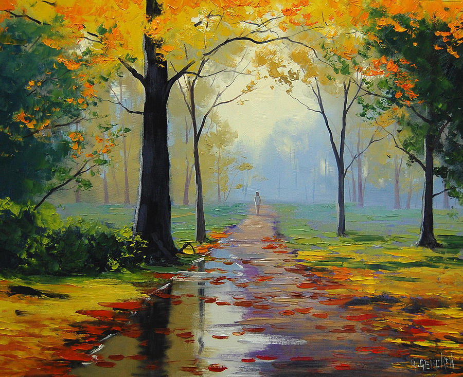 900x733 Wet Road Painting By Graham Gercken - Road Painting