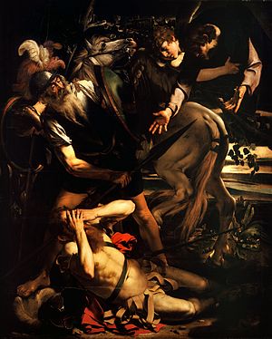 300x374 The Conversion Of Saint Paul (Caravaggio) - Road To Damascus Painting