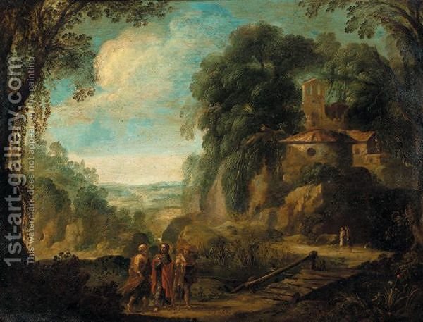 600x457 Landscape With Christ On The Road To Emmaus (After) Paul Bril - Road To Emmaus Painting