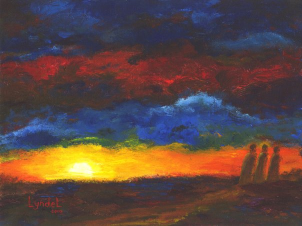 604x452 Lyndel's Art The Road To Emmaus - Road To Emmaus Painting