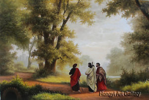 300x203 Robert Zund The Road To Emmaus Landscape Art Hand Painted Oil - Road To Emmaus Painting