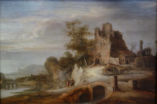 550x366 Samuel Van Hoogstraten The Road To Emmaus. Detail - Road To Emmaus Painting Rembrandt