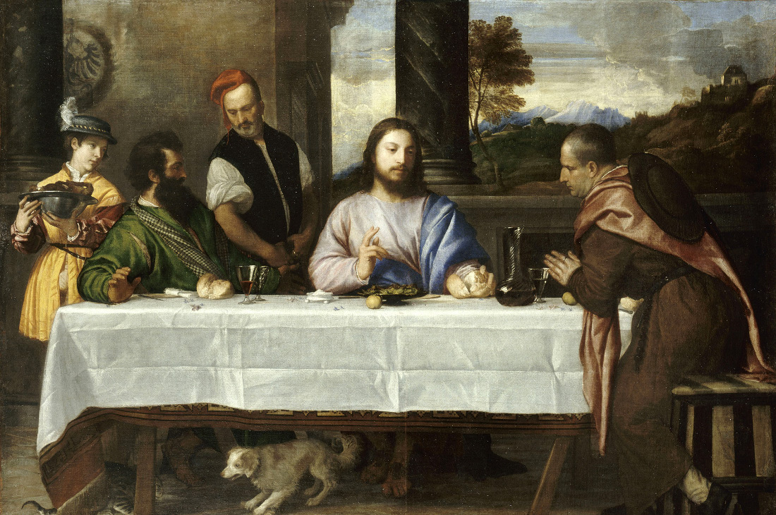 1100x730 Titian Supper - Road To Emmaus Painting Rembrandt