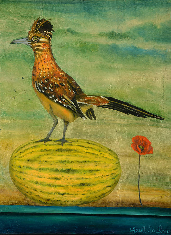 657x900 Roadrunner On A Melon Painting By Leah Saulnier The Painting Maniac - Roadrunner Painting