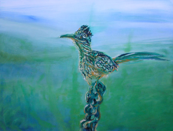 576x438 Texas Roadrunner By Rosita Alvarez 9 By 12 Original Oil - Roadrunner Painting