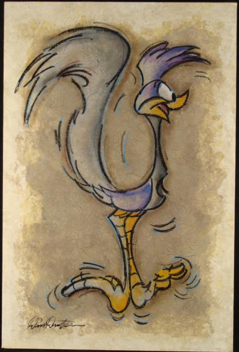 476x700 Dick Duerrstein Orig Painting Road Runner Cartoon Art - Roadrunner Painting