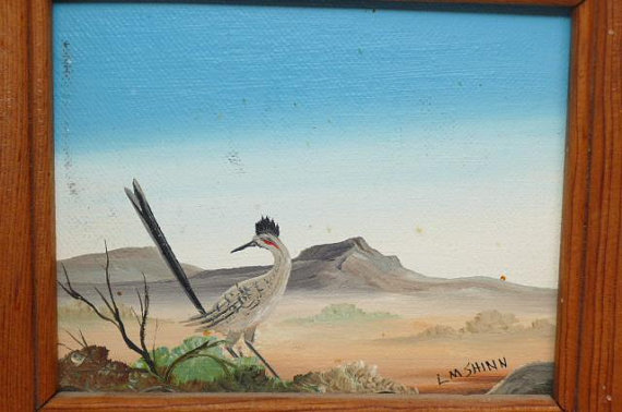 570x378 Vintage Roadrunner Painting Road Runner Desert Oil - Roadrunner Painting