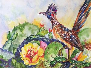 299x224 Medium Road Runner Painting Cutting Board, 8.5x11.5 High - Roadrunner Painting