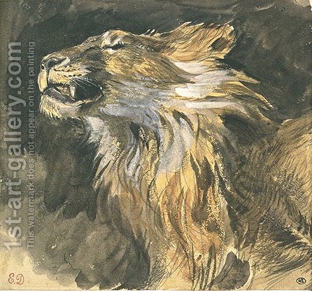 446x415 Roaring Lion's Head Eugene Delacroix Reproduction 1st Art Gallery - Roaring Lion Painting