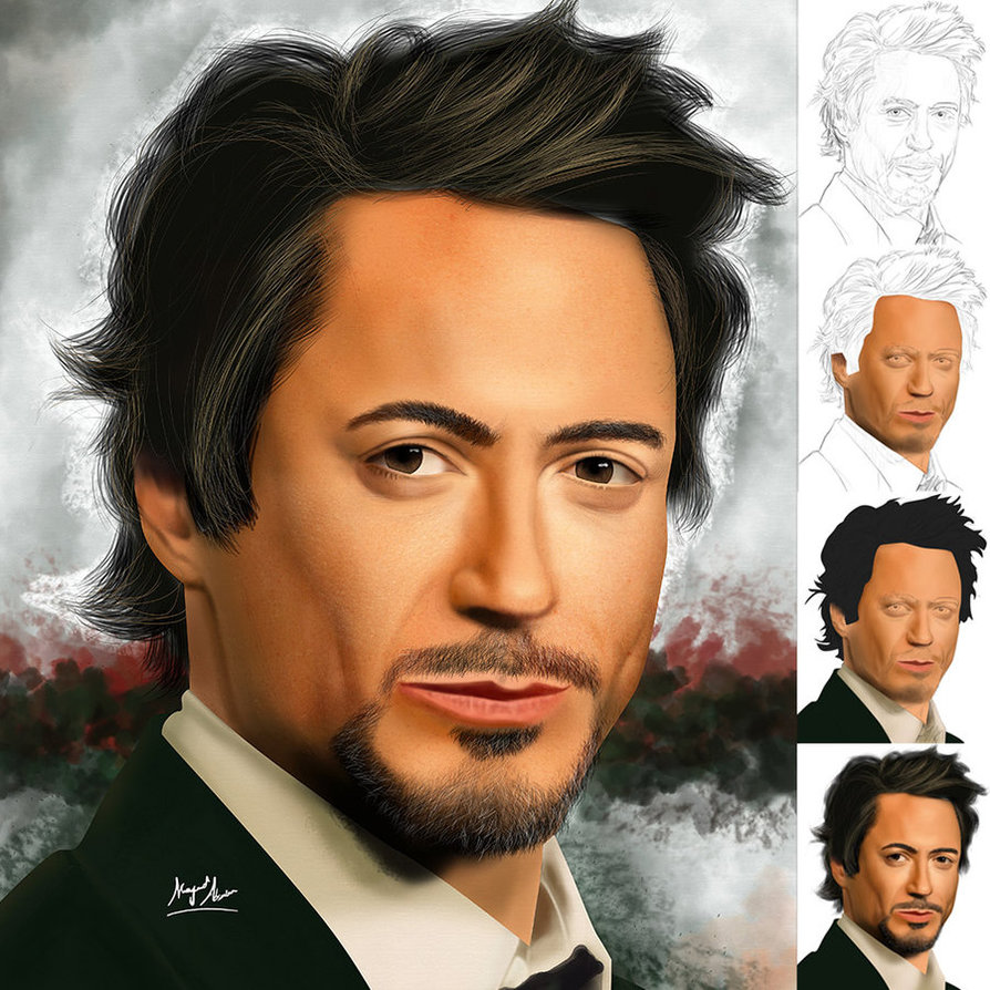 894x894 Robert Downey Jr. Digital Painting By Redphantom2 - Robert Downey Jr Painting
