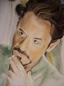 225x300 Robert Downey Jr Iron Man Painting By Angela Resendez - Robert Downey Jr Painting