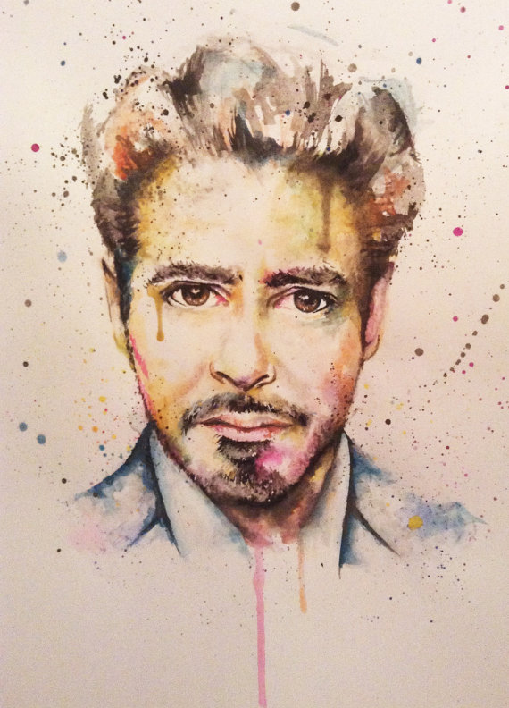 570x792 Robert Downey Jr Portrait Watercolour 12x8 Inches - Robert Downey Jr Painting