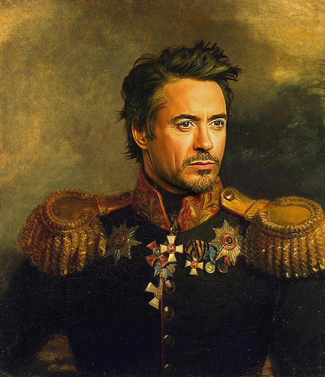 640x741 Celebrities As Neoclassical Paintings Robert Downey - Robert Downey Jr Painting