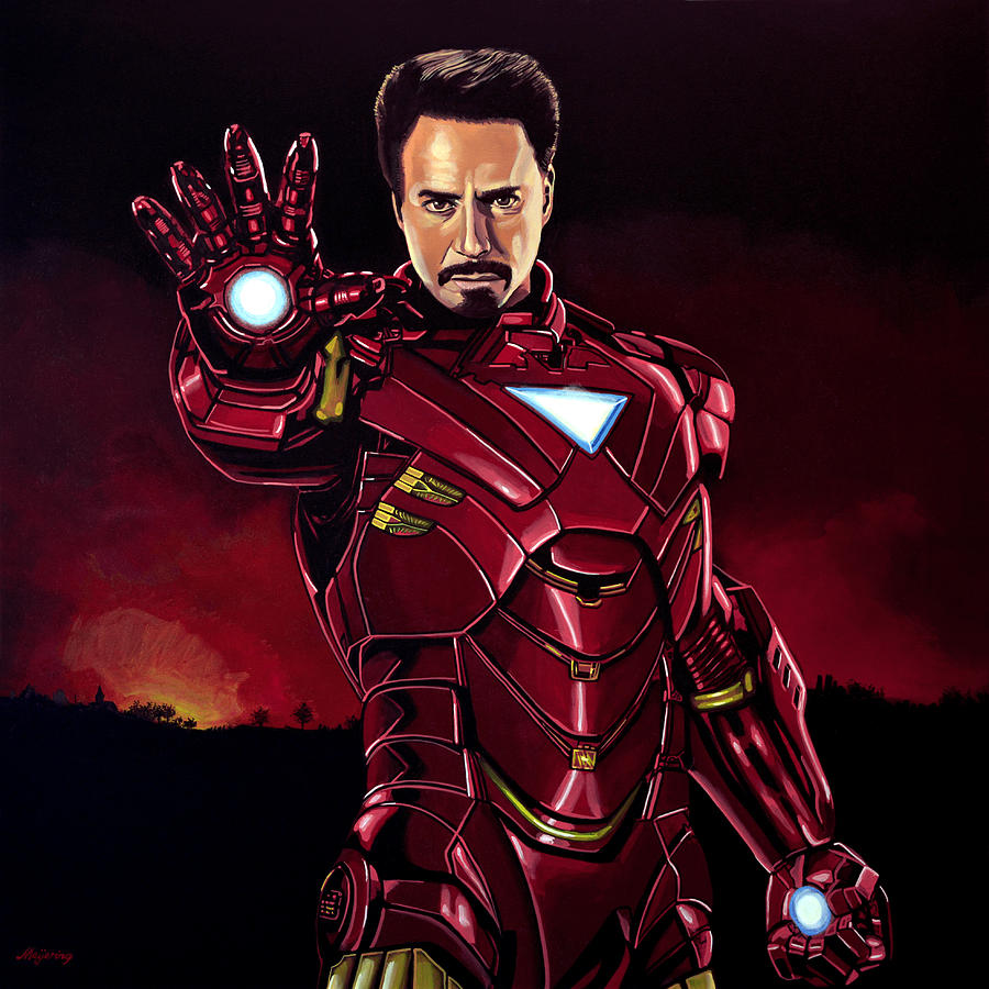 900x900 Robert Downey Jr. As Iron Man Painting By Paul Meijering - Robert Downey Jr Painting