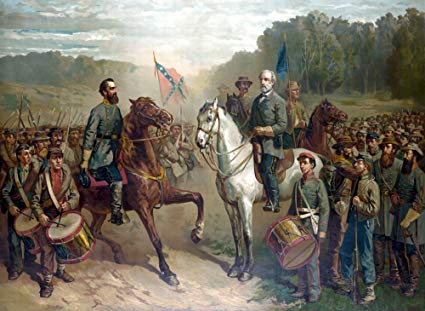 425x311 Vintage Civil War Color Painting Of General Robert E - Robert E Lee And Stonewall Jackson Painting
