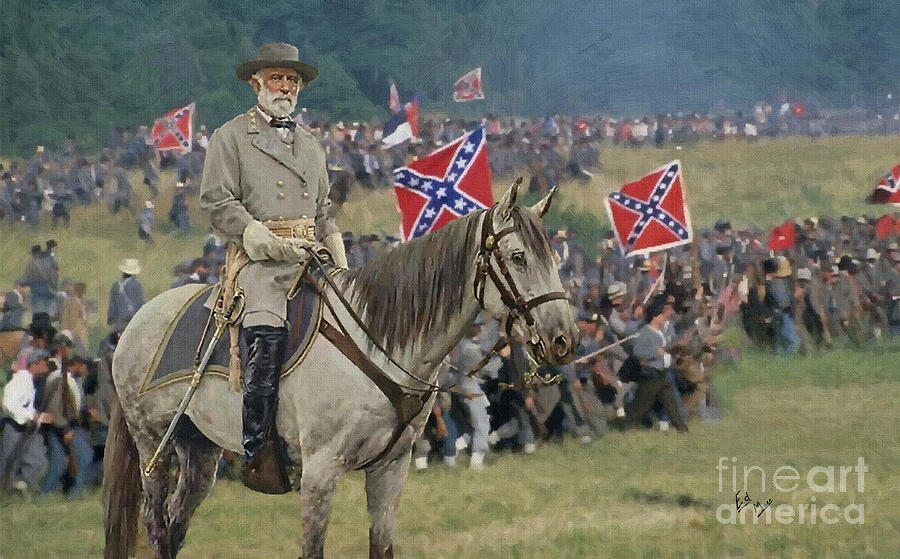 900x559 Confederate Gen Robert E Lee And Traveller His Horse Painting By - Robert E Lee Painting