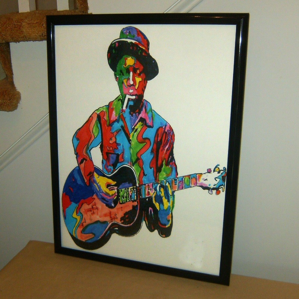 1000x1000 Top Abstract Oil Painting Robert Johnson, Guitar, Guitarist - Robert Johnson Crossroads Painting