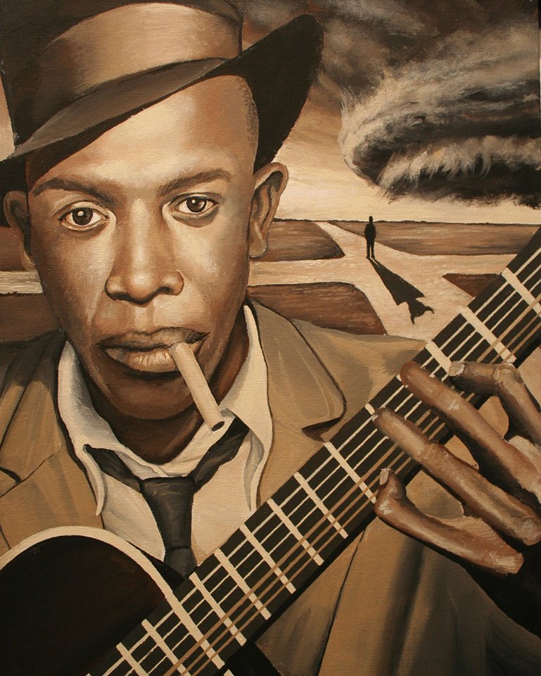 769x960 Robert Johnson And The Devil Steemkr - Robert Johnson Painting