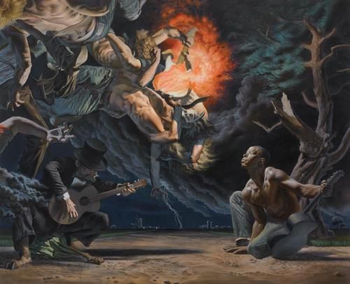 500x405 Robert Johnson And The Devil Nicola Verlato Art - Robert Johnson Painting