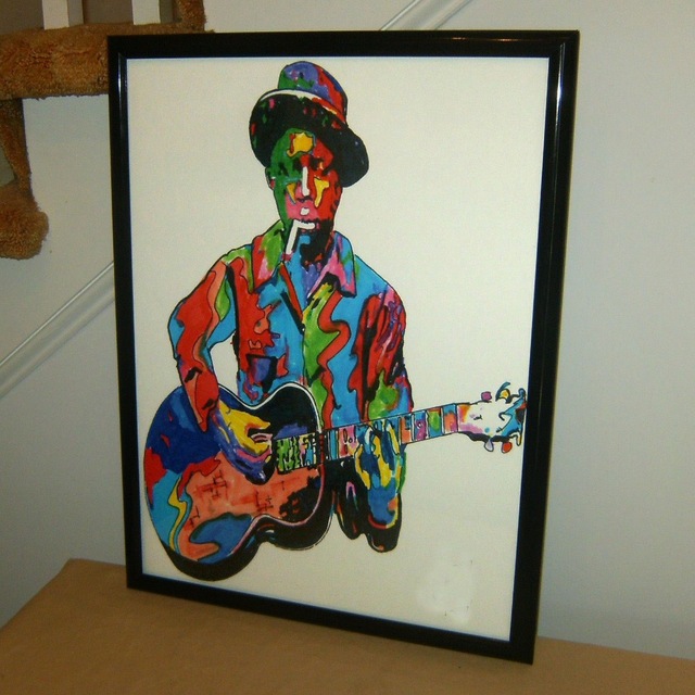 640x640 Top Abstract Oil Painting Robert Johnson, Guitar, Guitarist - Robert Johnson Painting