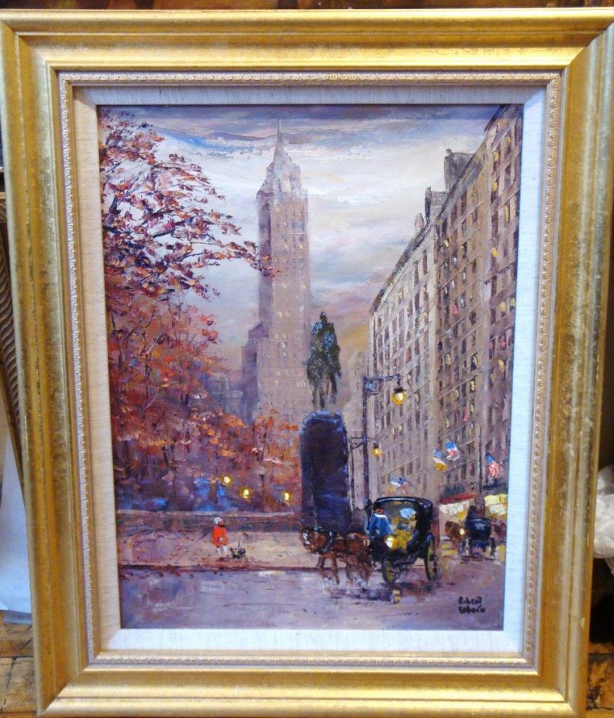 876x1024 Rare Nyc Central Park Painting Robert Lebron 1928 2013 - Robert Lebron Painting