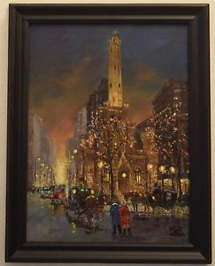 243x300 Robert Lebron Original Oil Painting Of Chicago Water Tower Ebay - Robert Lebron Painting