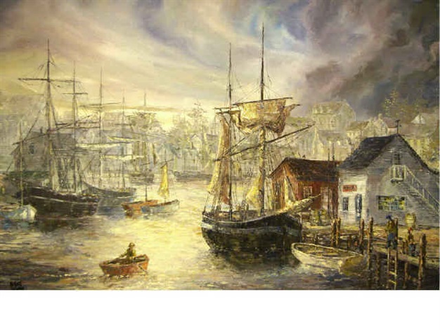 626x470 Harbor Scene With Fishing Boats By Robert Lebron On Artnet - Robert Lebron Painting