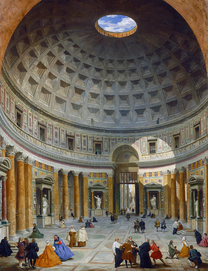 693x900 Interior Of The Pantheon Painting By Giovanni Paolo Panini - Robert Niche Painting