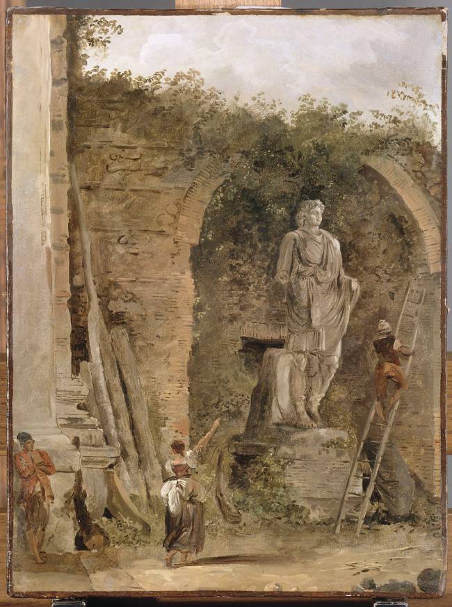 650x873 Paysage Avec Une Statue Dans Une Niche By Robert Hubert Art - Robert Niche Painting