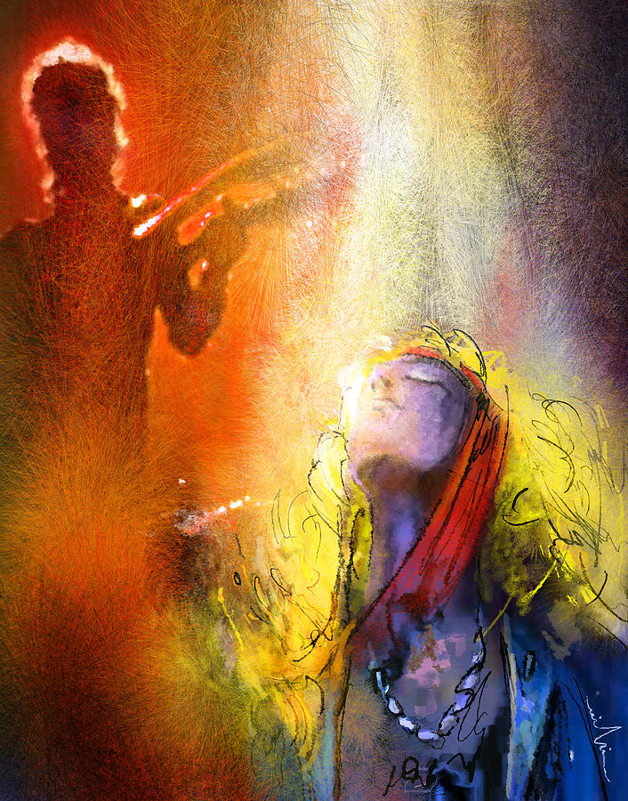 706x900 Robert Plant And Jimmy Page 02 Painting By Miki De Goodaboom - Robert Plant Painting