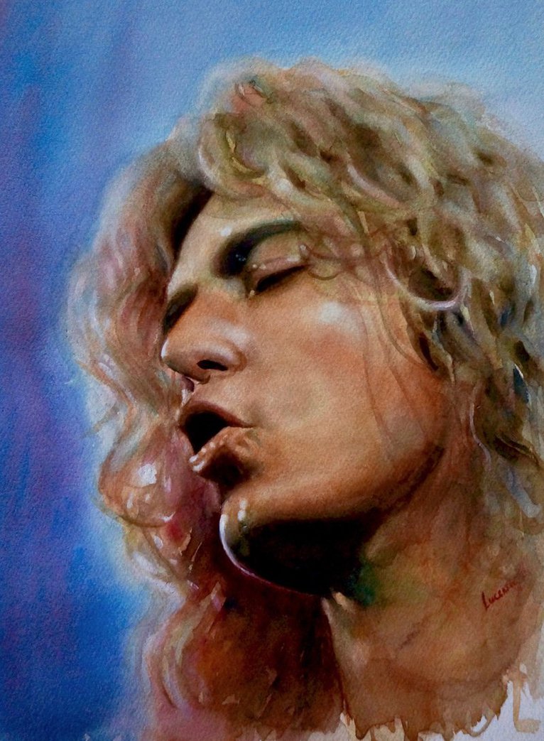 766x1043 Robert Plant Watercolour By Luceene K - Robert Plant Painting