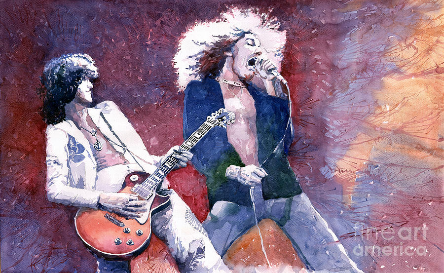 900x553 Led Zeppelin Jimmi Page And Robert Plant Painting By Yuriy Shevchuk - Robert Plant Painting