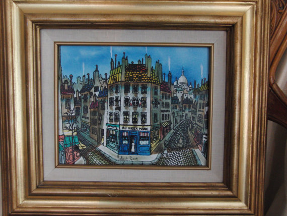 570x428 Vintage Original Painting Of A City Paris By Robert Scott - Robert Scott Painting