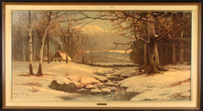 700x382 Robert Wood Large Winter Nature Scene Art Print Framed - Robert Wood Painting
