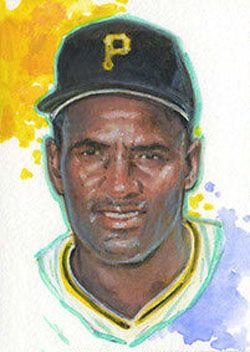 250x352 Original Art - Roberto Clemente Painting