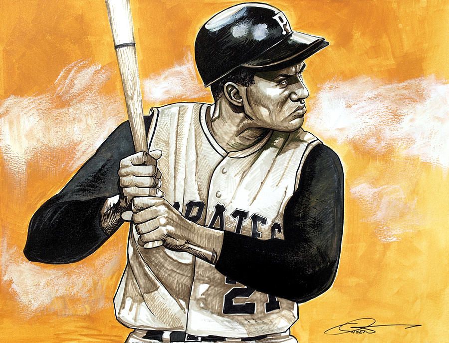 900x687 Pin By Jim Link On Mlb Player Art Roberto Clemente - Roberto Clemente Painting