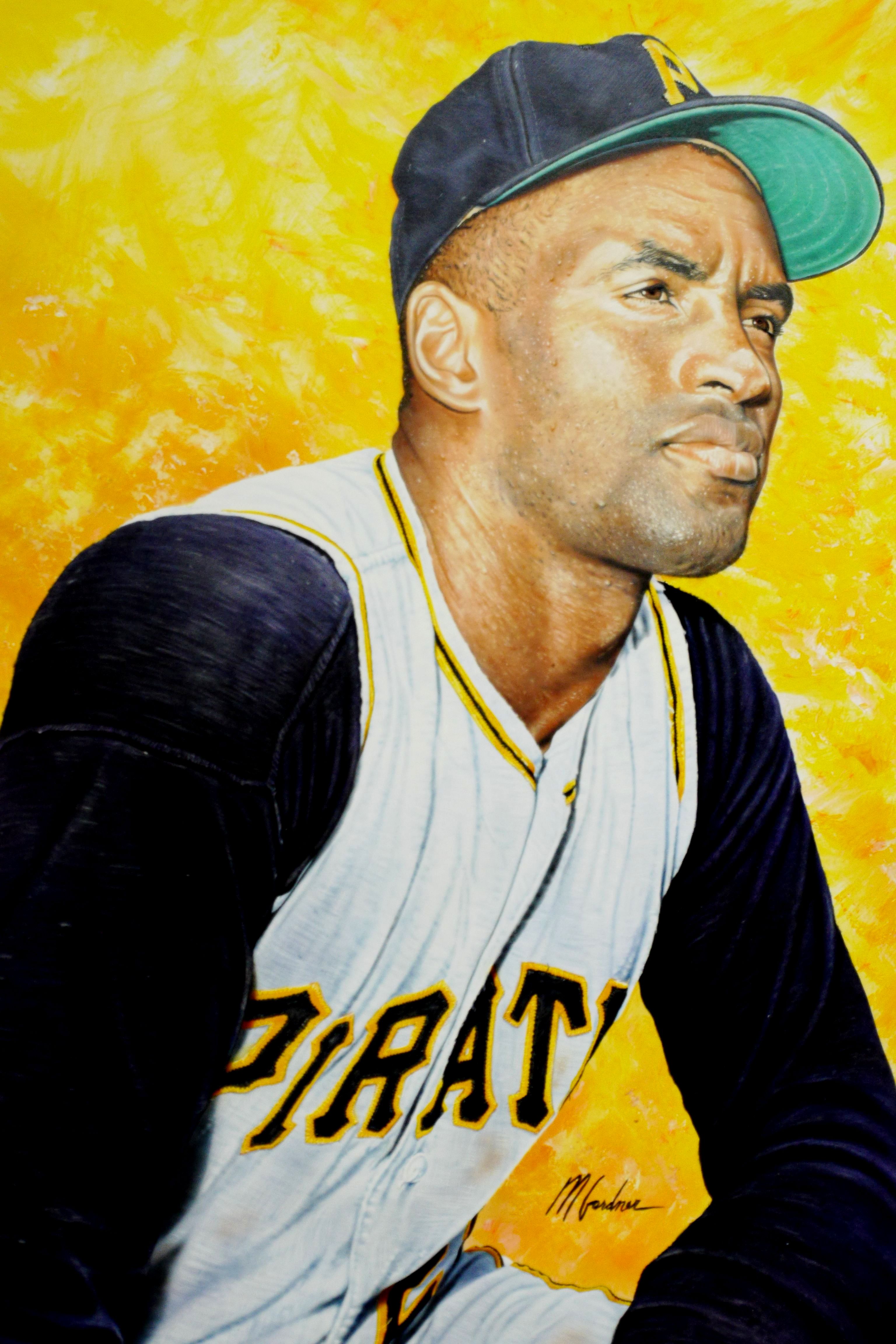 3072x4608 Pirate Legend Roberto Clemente. Painting By Mike Gardner 18 X 24 - Roberto Clemente Painting