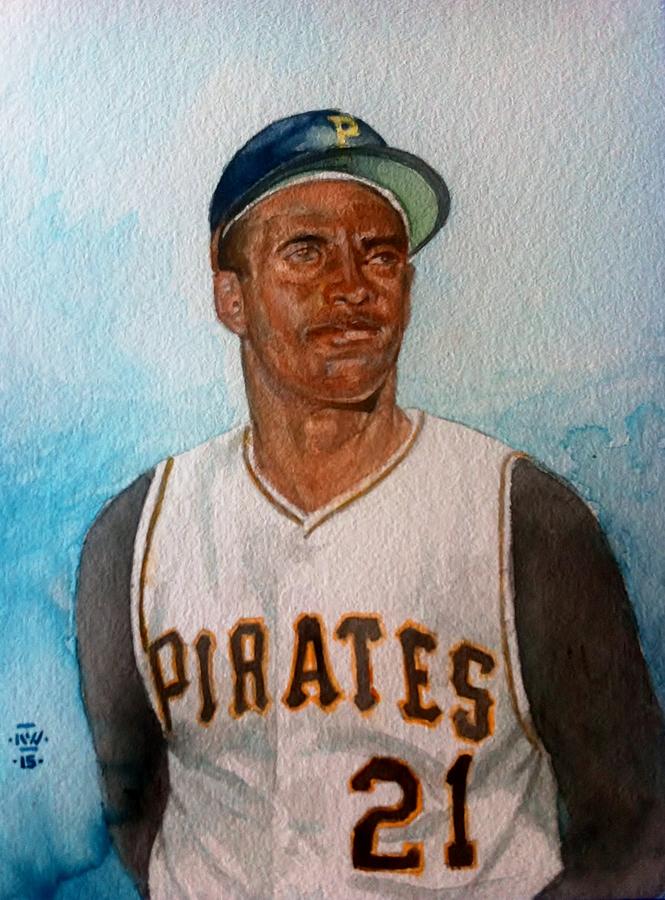 665x900 Roberto Clemente Painting By Nigel Wynter - Roberto Clemente Painting